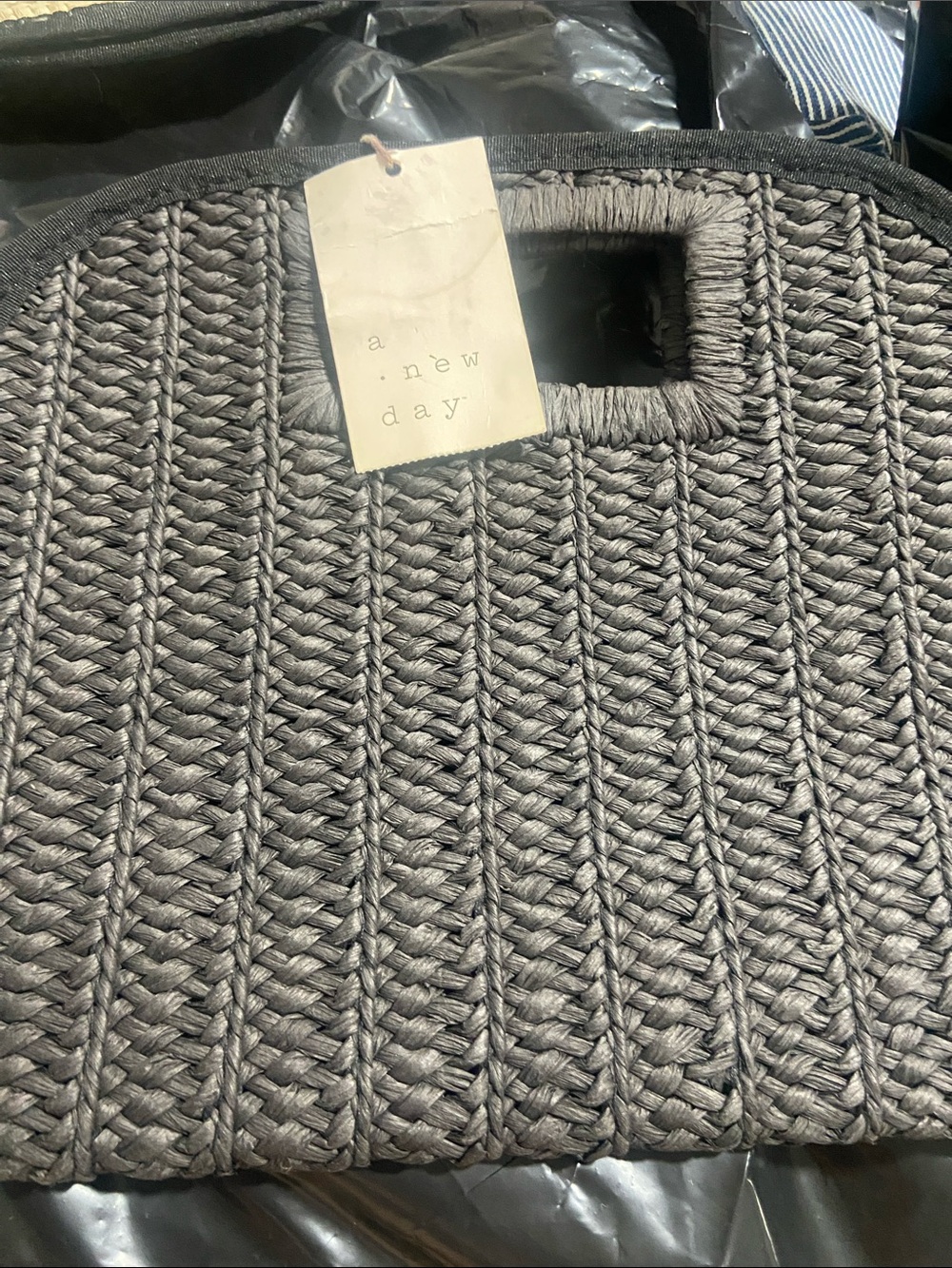 a new day Gray Woven Tote with Cut-Out Handle